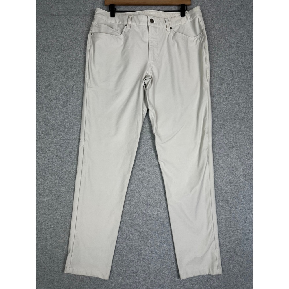 Lululemon ABC Pant Mens 34x31 Slim Warpstreme Light Bone Off White